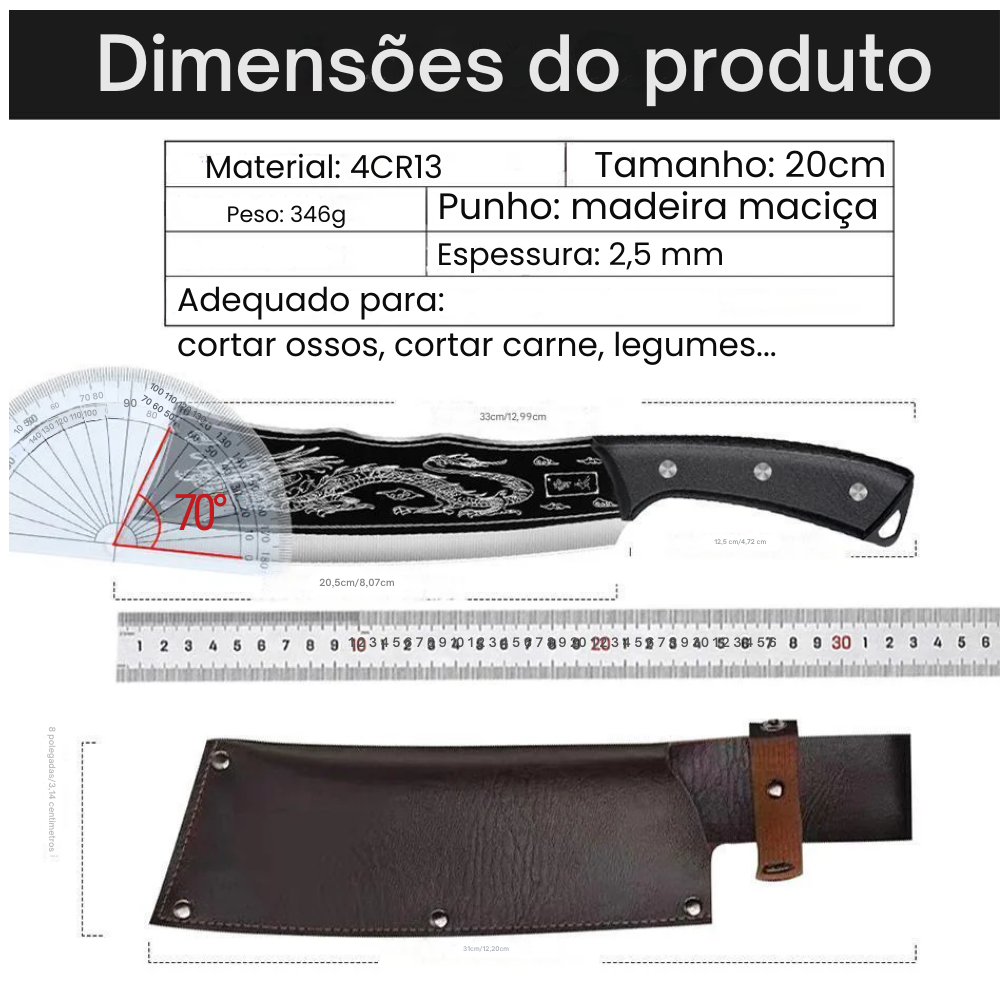 (30% DESCONTO) Faca em Aço Titânio Black Dragon