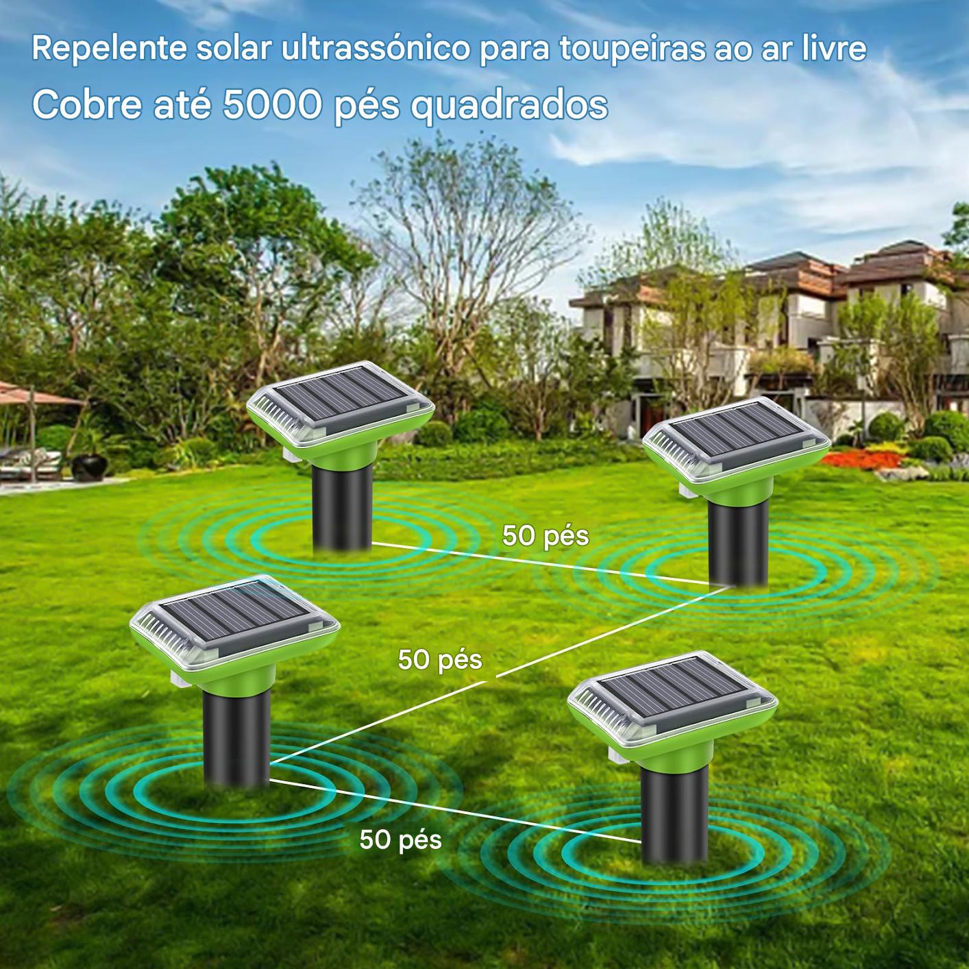 (30% DESCONTO) Repelente de pragas ultrassónico para áreas exteriores, repelente de toupeiras de jardim, energia solar
