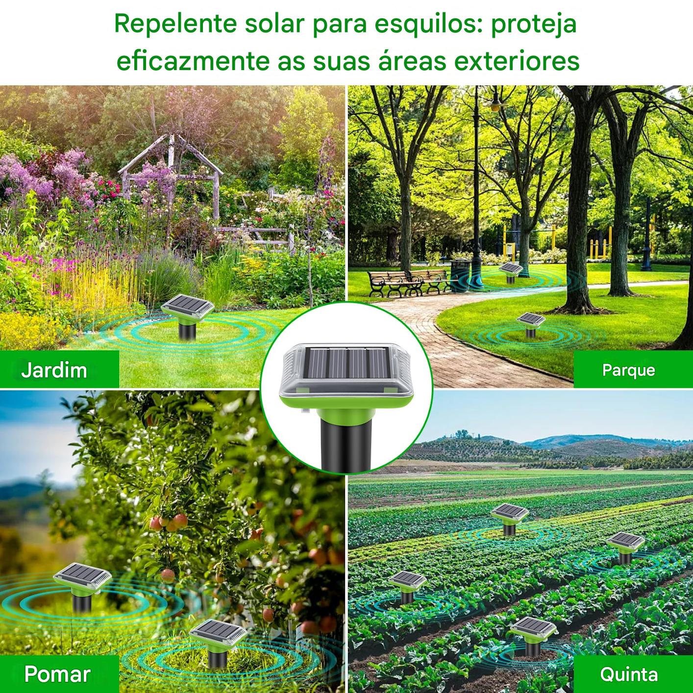 (30% DESCONTO) Repelente de pragas ultrassónico para áreas exteriores, repelente de toupeiras de jardim, energia solar