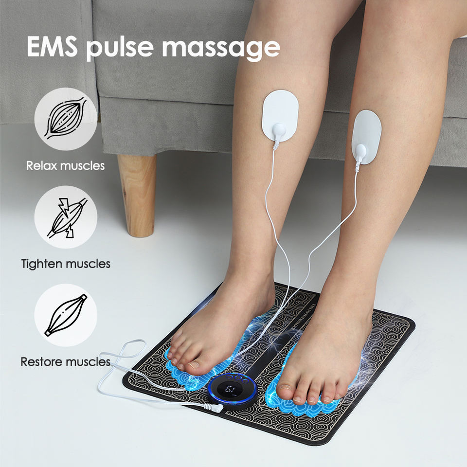 (30% DESCONTO) Tapete de massagem para os pés, massajador de pés, ferramenta elétrica EMS para gémeos