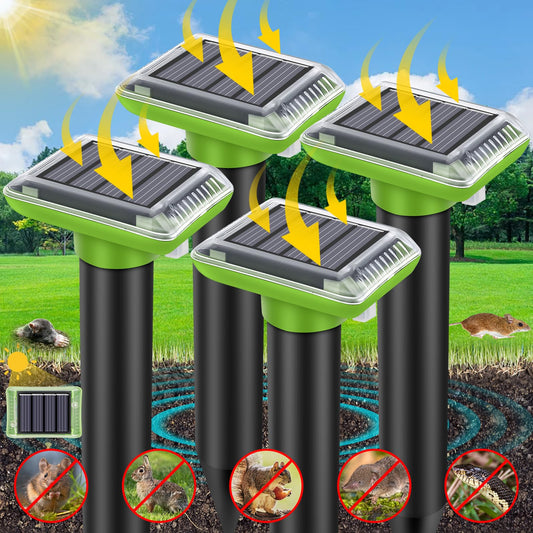 (30% DESCONTO) Repelente de pragas ultrassónico para áreas exteriores, repelente de toupeiras de jardim, energia solar